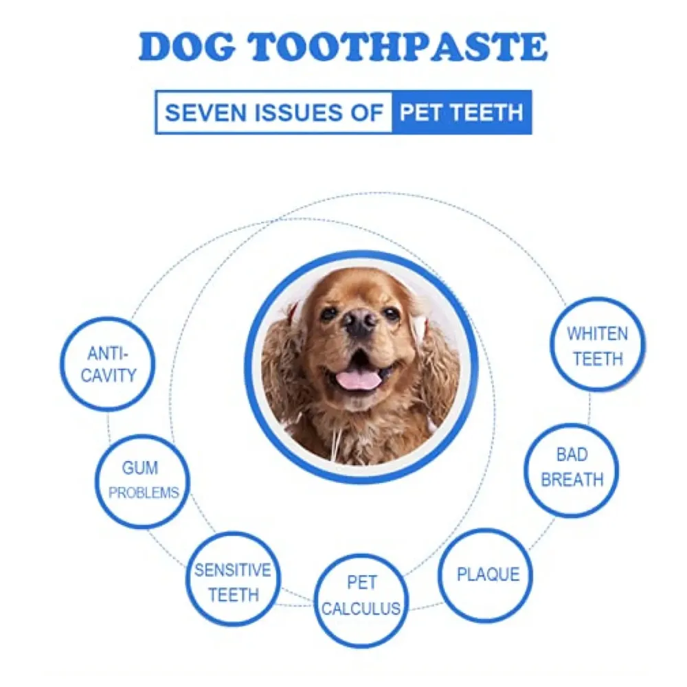 Chicken Dog Tooth Brushing Kit Teeth Cleaning Kit Plaque and Tartar Control Toothpaste with 3 Toothbrush for Dogs Eliminates Bad Breath, Dog Toothpaste Chicken Flavour.