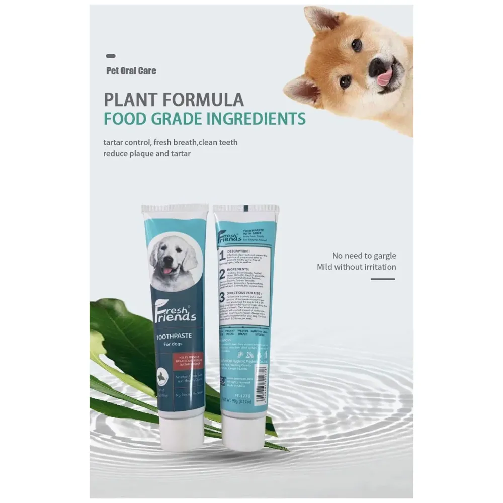 Mint Dog Tooth Brushing Kit Teeth Cleaning Kit Plaque and Tartar Control Toothpaste with 1 Toothbrush for Dogs Eliminates Bad Breath, Dog Toothpaste Mint Flavour.