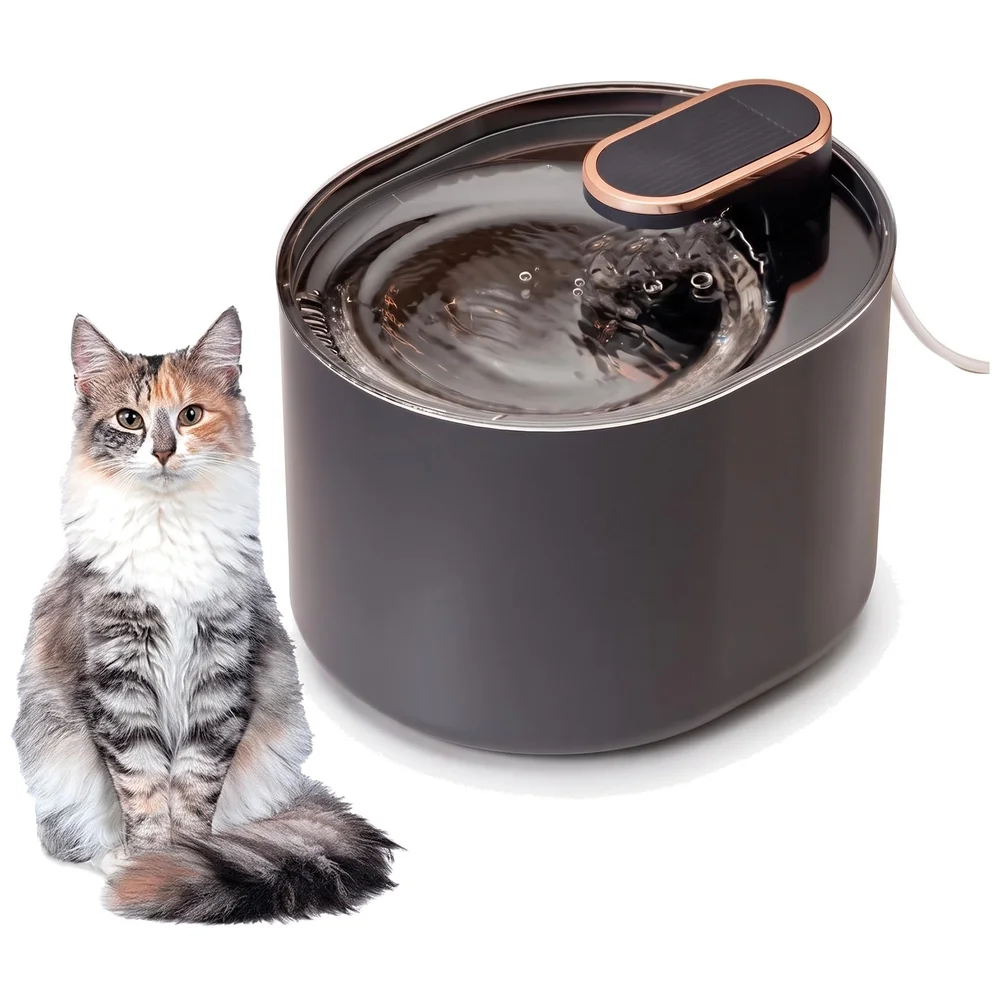 Pet Fountain Automatic Filter Bowl Black Round for Cats and Dogs