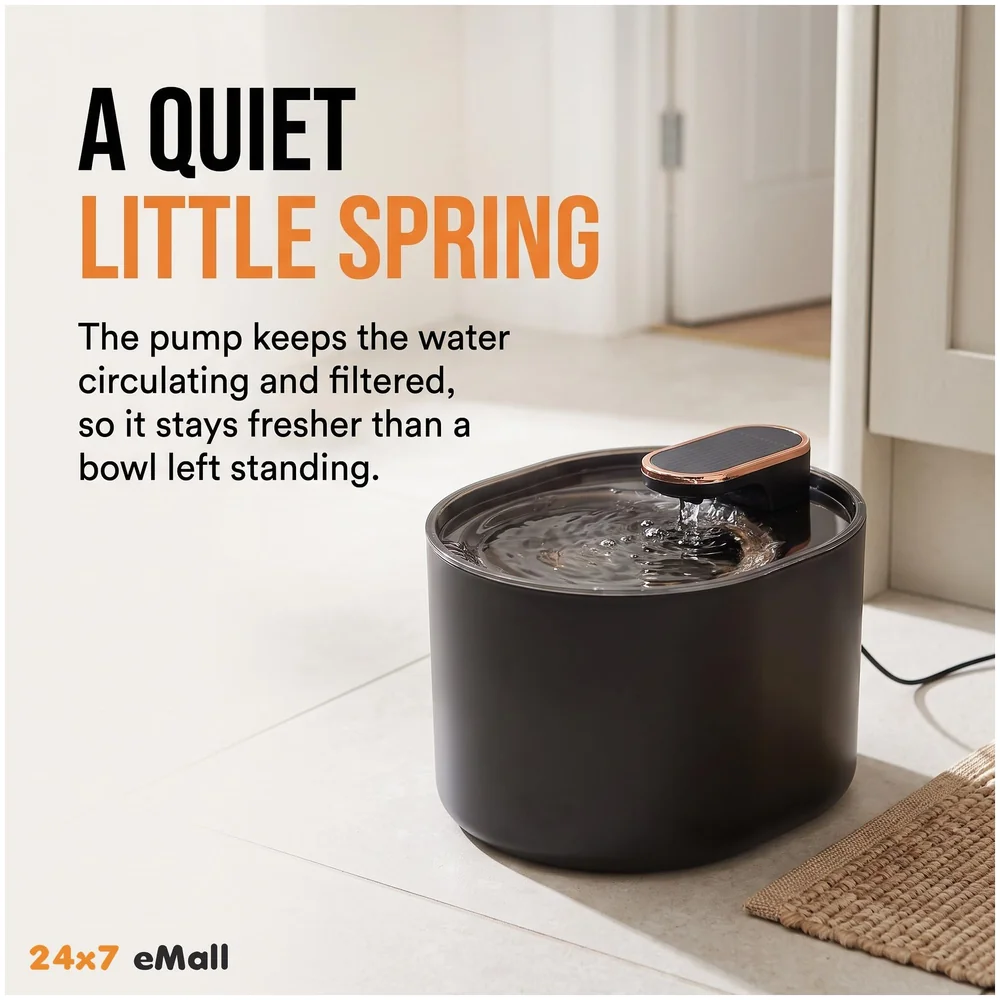 Pet Fountain Automatic Filter Bowl Black Round for Cats and Dogs