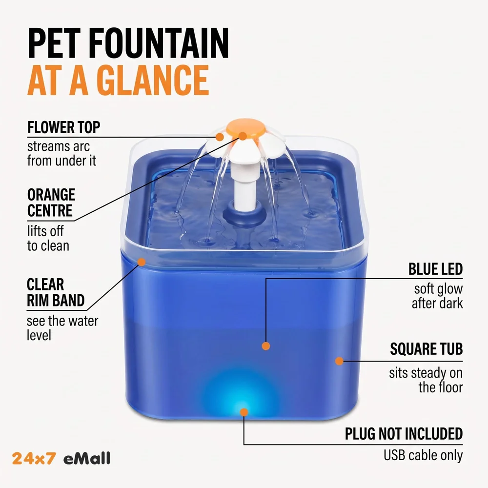 Pet Fountain with Light LED, Automatic Cat Fountain Dog Fountain with Filter Pet Bowl Water Dispenser for Cats, Dogs, Multiple Pets, Drinking Fountain.