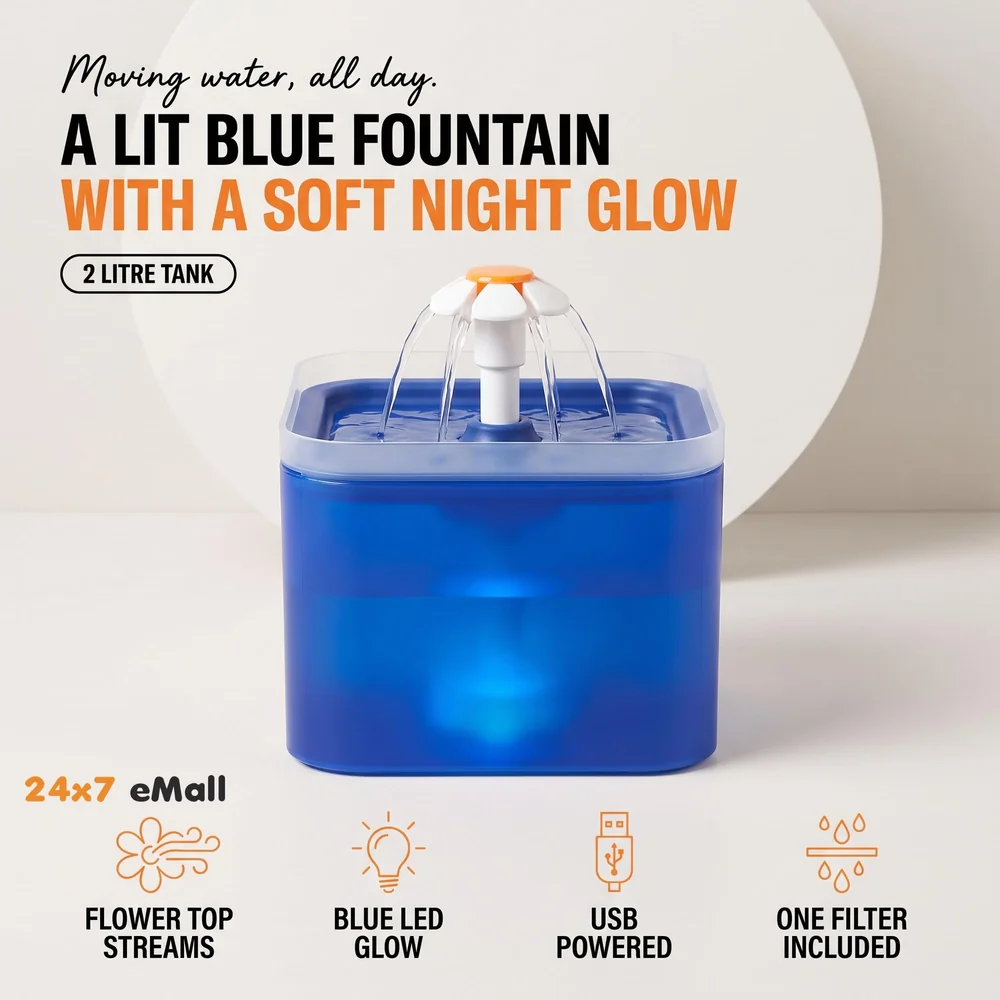 Pet Fountain with Light LED, Automatic Cat Fountain Dog Fountain with Filter Pet Bowl Water Dispenser for Cats, Dogs, Multiple Pets, Drinking Fountain.