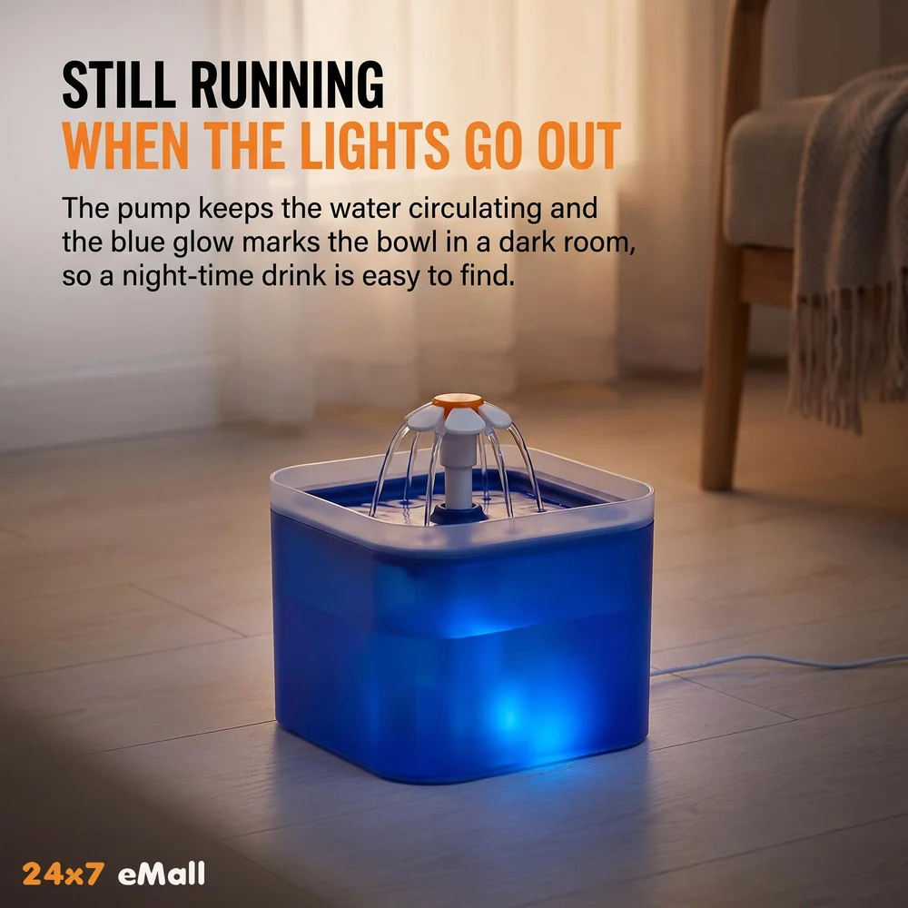 Pet Fountain with Light LED, Automatic Cat Fountain Dog Fountain with Filter Pet Bowl Water Dispenser for Cats, Dogs, Multiple Pets, Drinking Fountain.