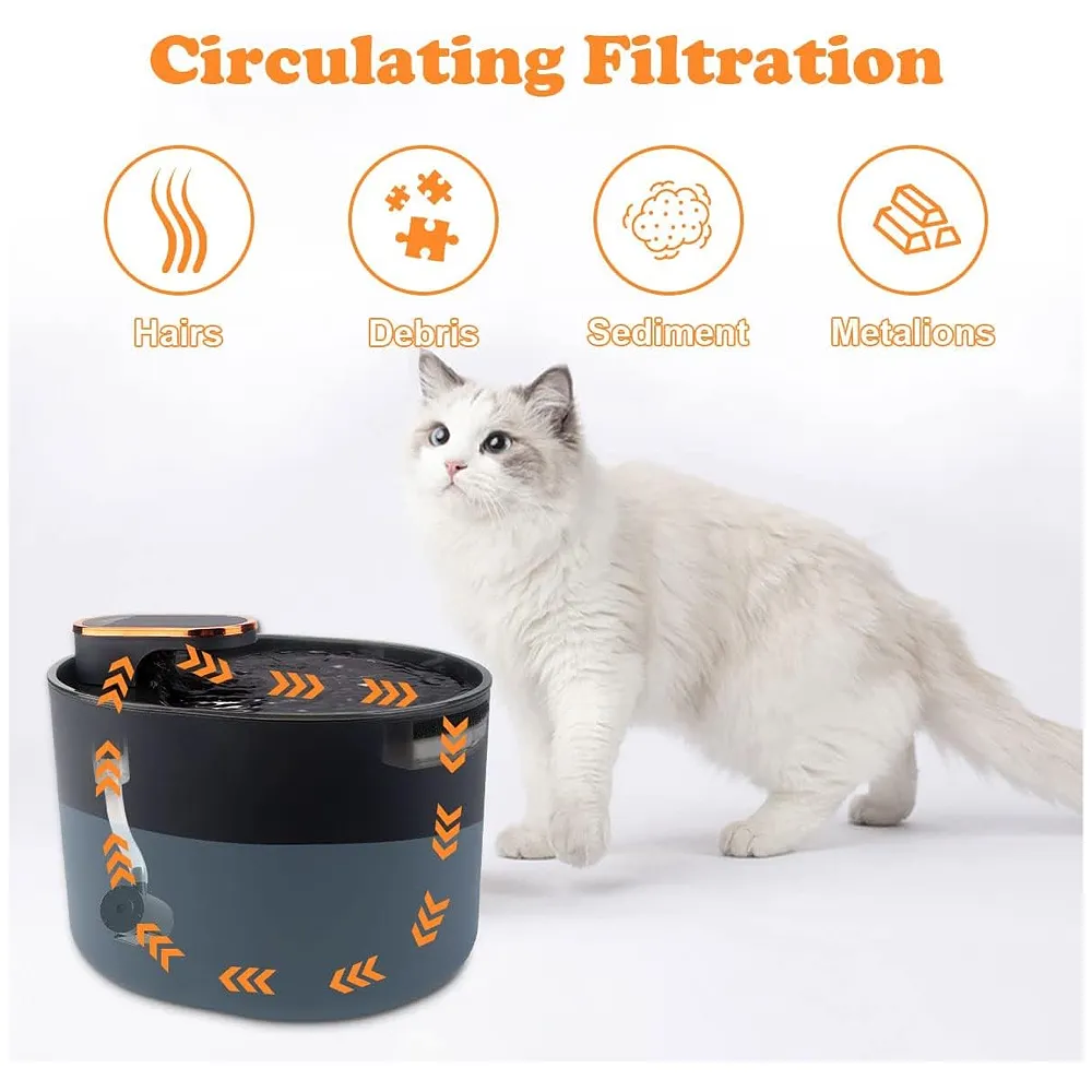 Pet Fountain Filter 20 x 17 x 15.5 cm Black Round Running Water Premium
