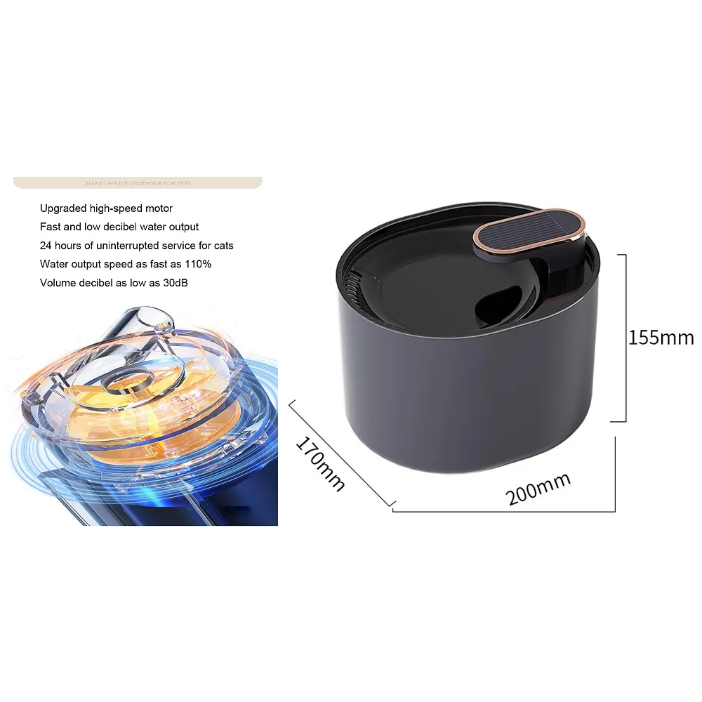 Pet Fountain Filter 20 x 17 x 15.5 cm Black Round Running Water Premium
