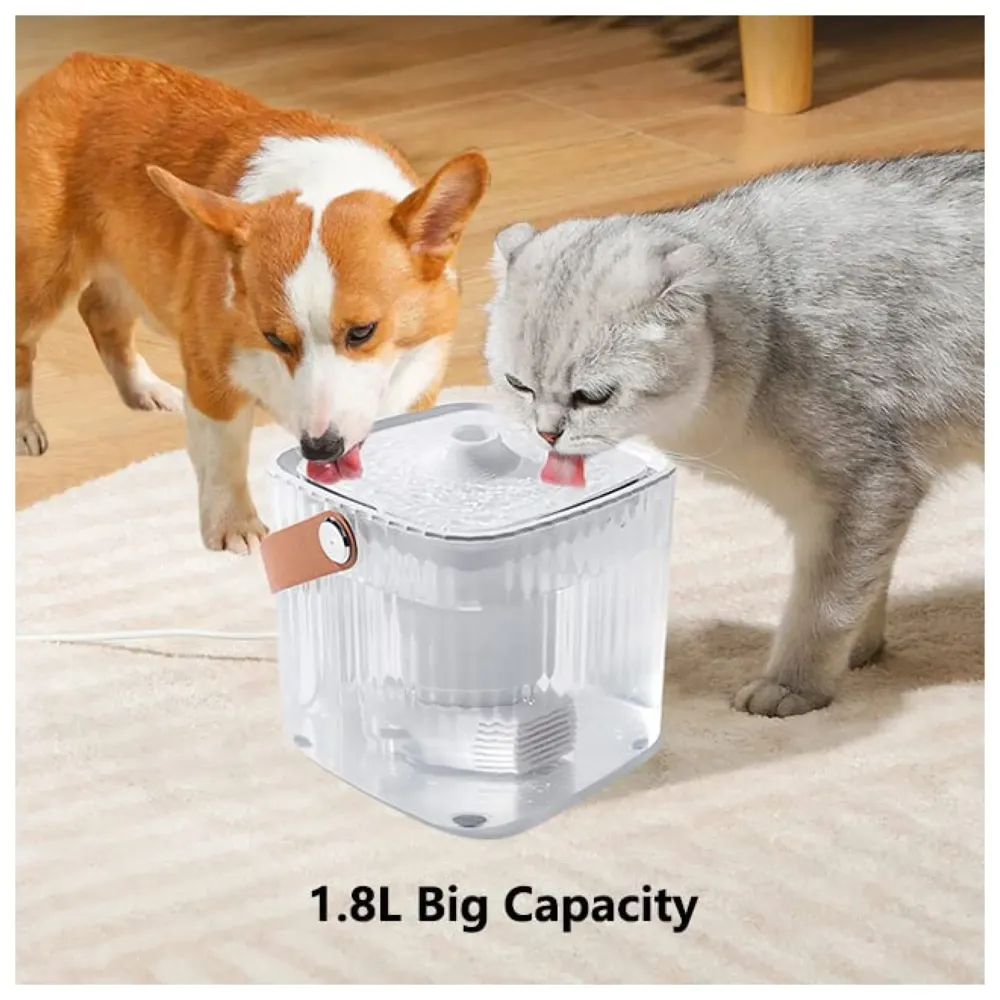 Transparent Cat Water Fountain with 3 Flows, 2.0L, Ultra Quiet Cat Drinking Fountain with Filter, Automatic Pet Water Fountain for Cats and Small Dogs