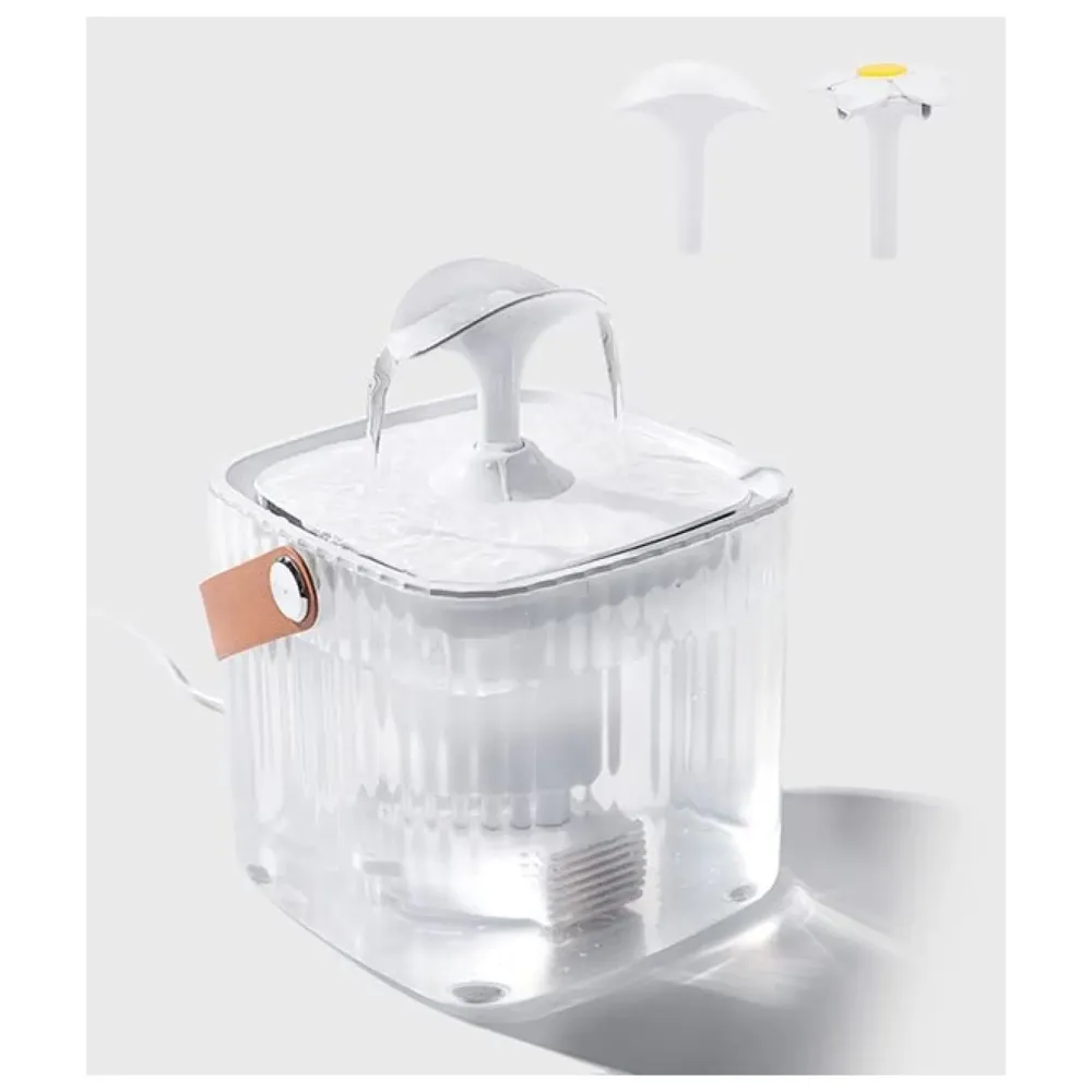 Transparent Cat Water Fountain with 3 Flows, 2.0L, Ultra Quiet Cat Drinking Fountain with Filter, Automatic Pet Water Fountain for Cats and Small Dogs