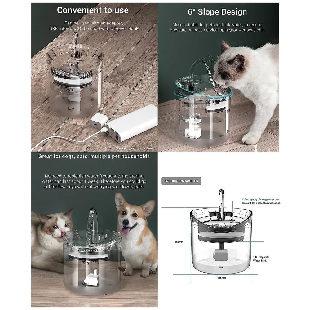 Cat Fountain Transparent Round Filter 2 Flow 16.5 x 15.5 cm Auto