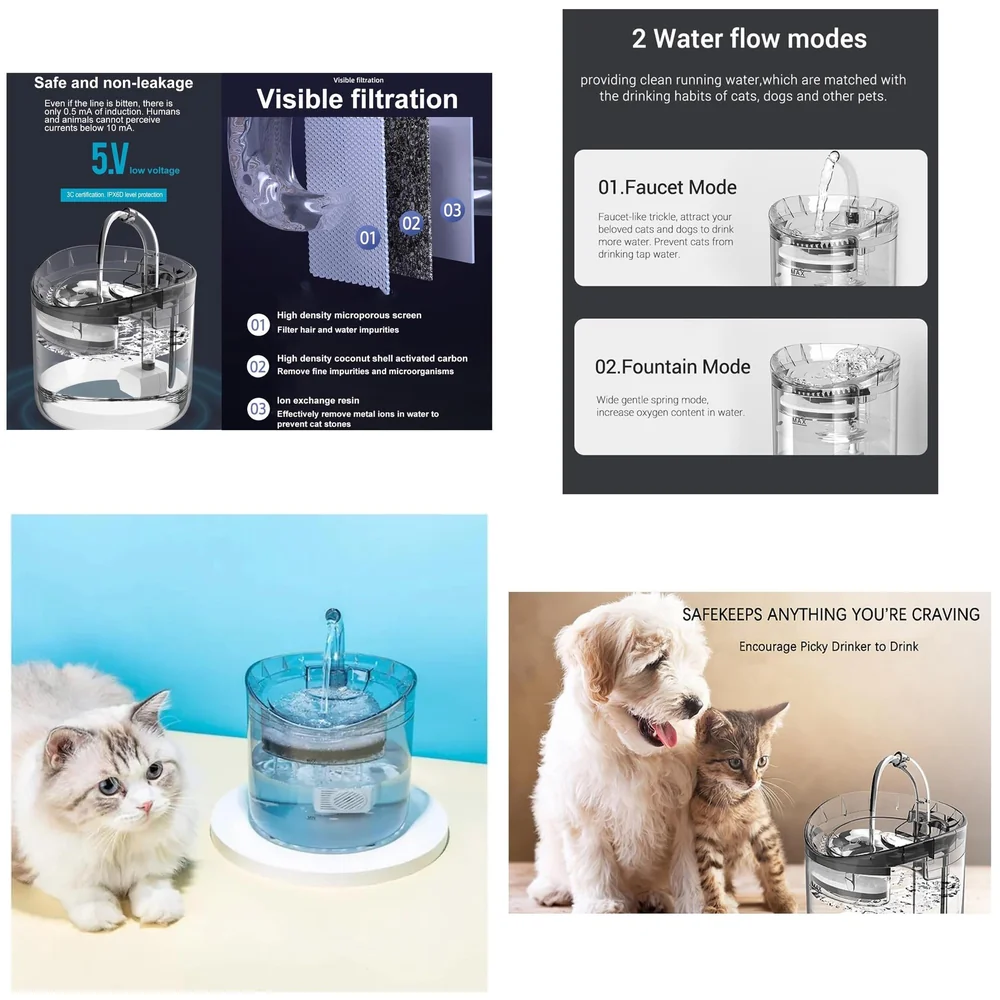 Cat Fountain Transparent Round Filter 2 Flow 16.5 x 15.5 cm Auto