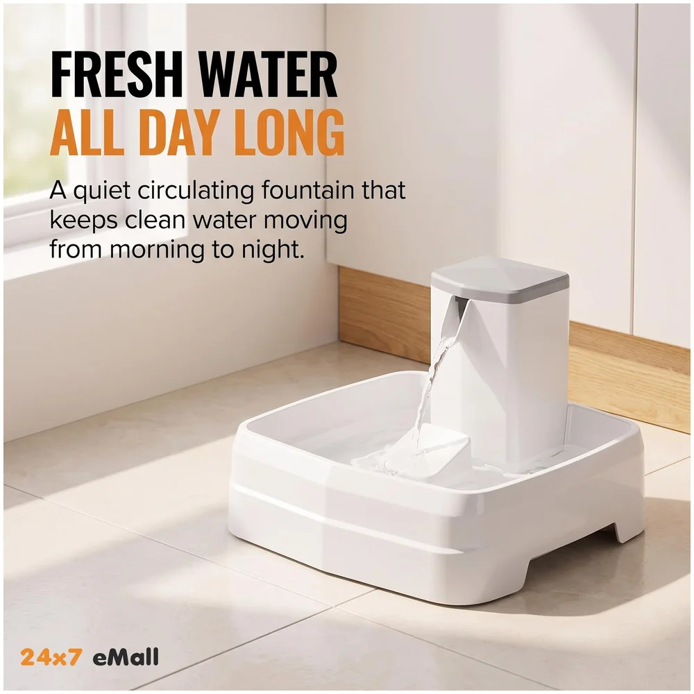 Pet Fountain Square White Automatic Filter for Cats Dogs Pets