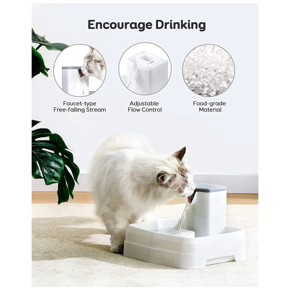 Pet Fountain Square White Automatic Filter for Cats Dogs Pets