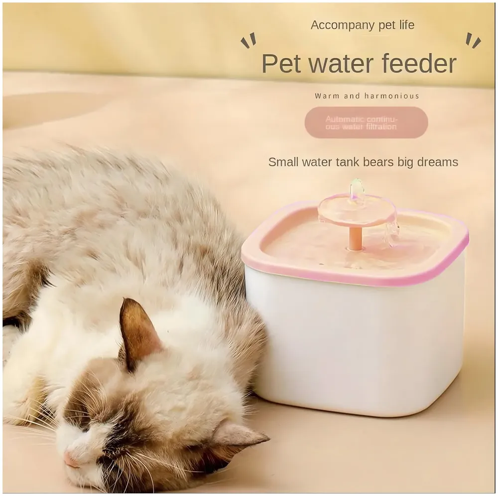 Pet Water Fountain with Filter and Pump, 13.5 x 13.5 x 10 cm, Small Drinking Bowl for Cats and Dogs, Cat Fountain for Home