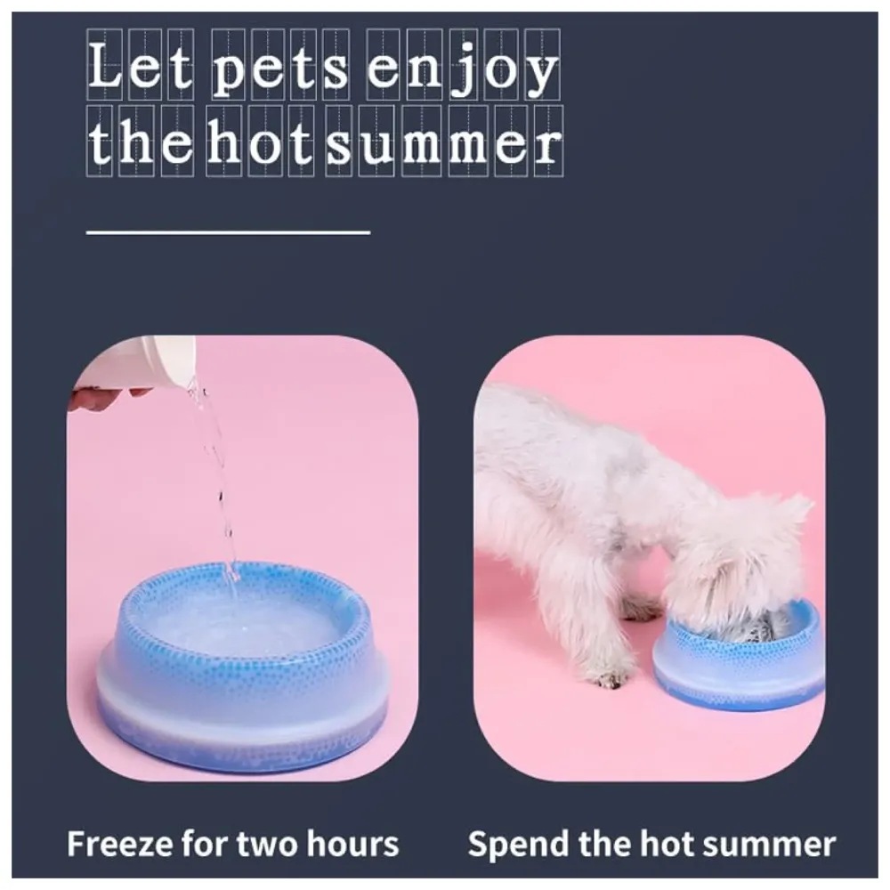 Pet Ice Frosty Bowl Dogs Cats Rabbit Cooling Bowl Frosty Chilled Pet Bowl Pet Cool Fresh Water Bowl Dog Cat Bowl Cooling Water Feeder Pet Summer Freezable Chilled Water
