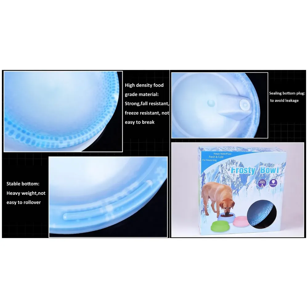 Pet Ice Frosty Bowl Dogs Cats Rabbit Cooling Bowl Frosty Chilled Pet Bowl Pet Cool Fresh Water Bowl Dog Cat Bowl Cooling Water Feeder Pet Summer Freezable Chilled Water