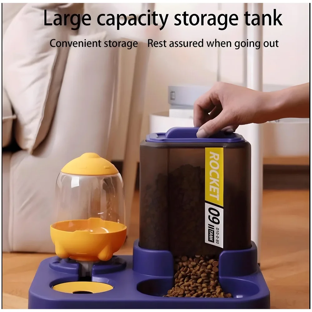 2 in 1 Gravity Pet Feeder 3L Food 1L Water Dispenser Space Blue