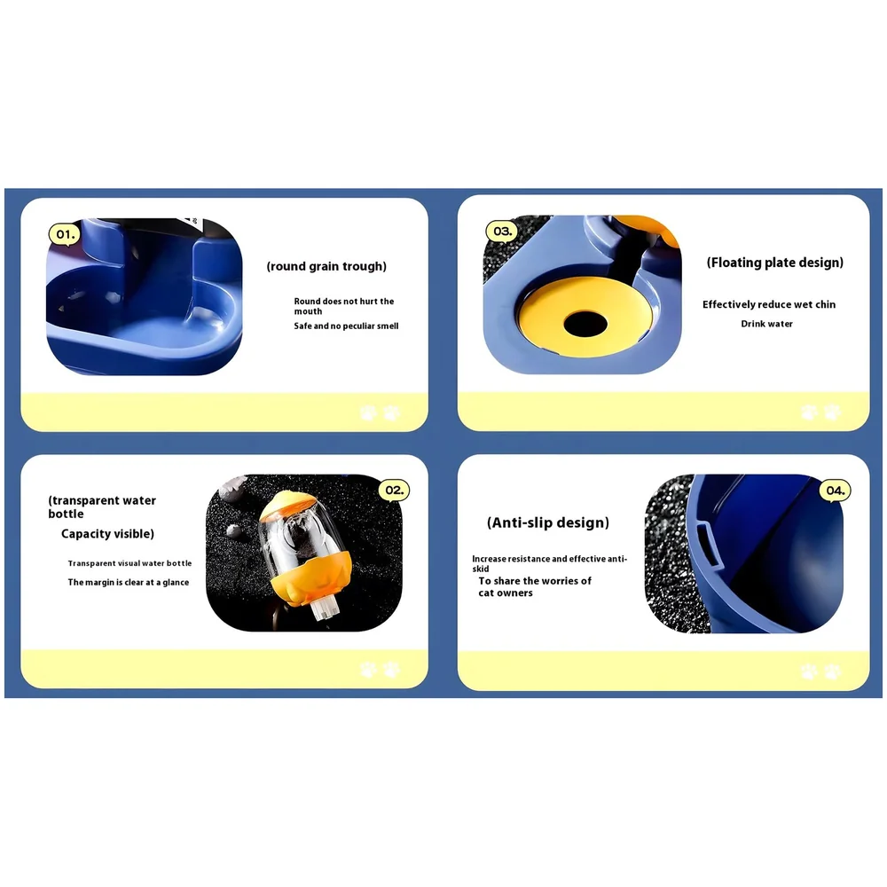 2 in 1 Gravity Pet Feeder 3L Food 1L Water Dispenser Space Blue