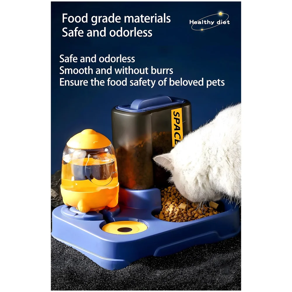 2 in 1 Gravity Pet Feeder 3L Food 1L Water Dispenser Space Blue