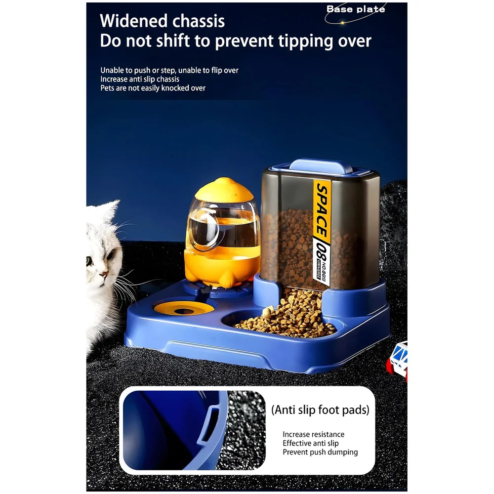 2 in 1 Gravity Pet Feeder 3L Food 1L Water Dispenser Space Blue
