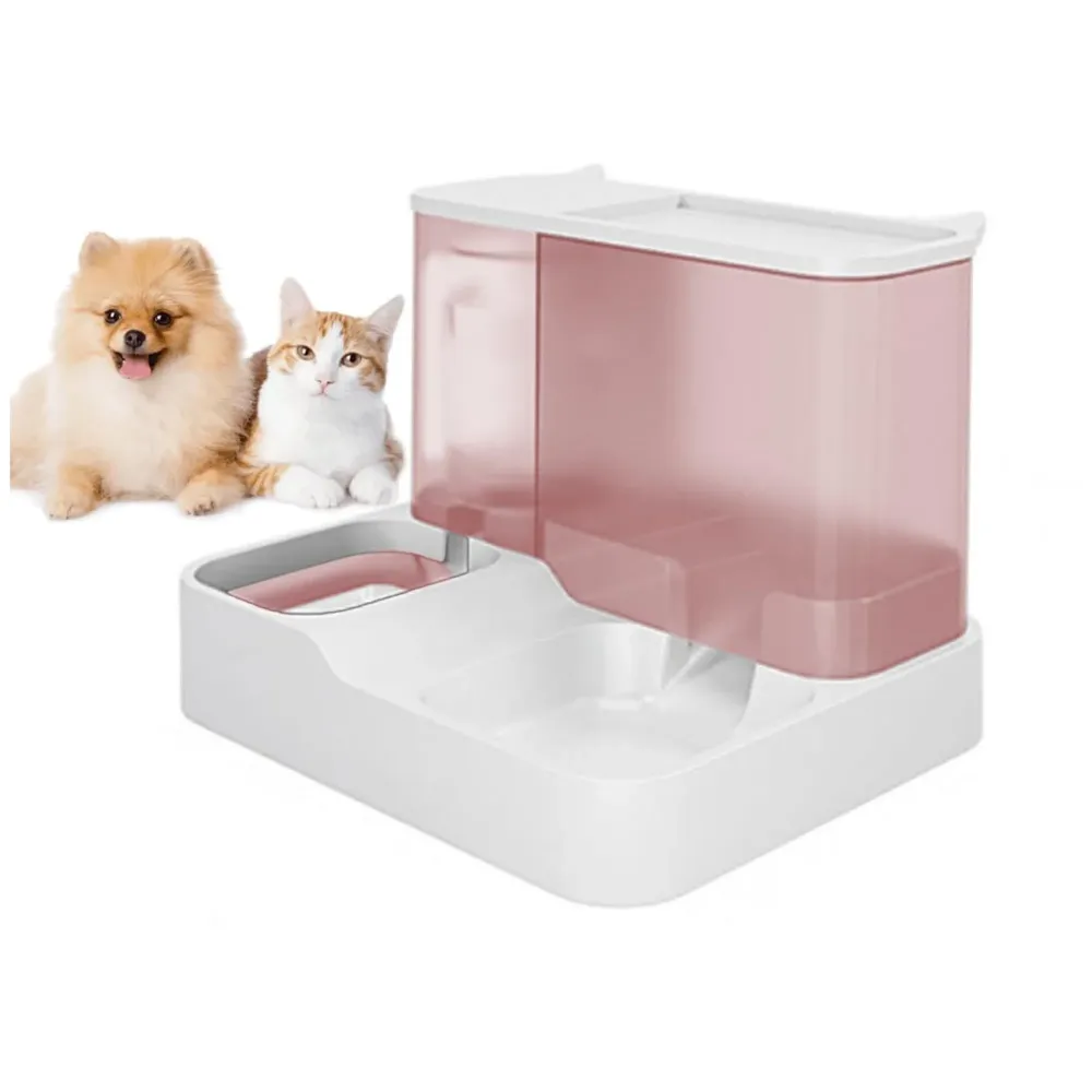 2 in 1 Automatic Water and Food Dispenser for Small Medium Big Dog Pets Puppy Kittens, Gravity Design Pet Auto Feeder 3L Cat Food Dispenser Food Feeder and Auto Dog Water Dispenser 1 L