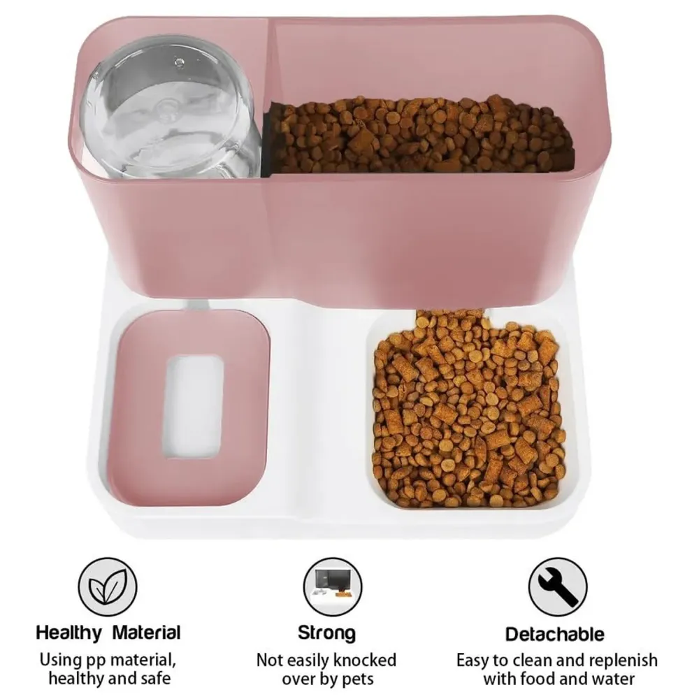 2 in 1 Automatic Water and Food Dispenser for Small Medium Big Dog Pets Puppy Kittens, Gravity Design Pet Auto Feeder 3L Cat Food Dispenser Food Feeder and Auto Dog Water Dispenser 1 L