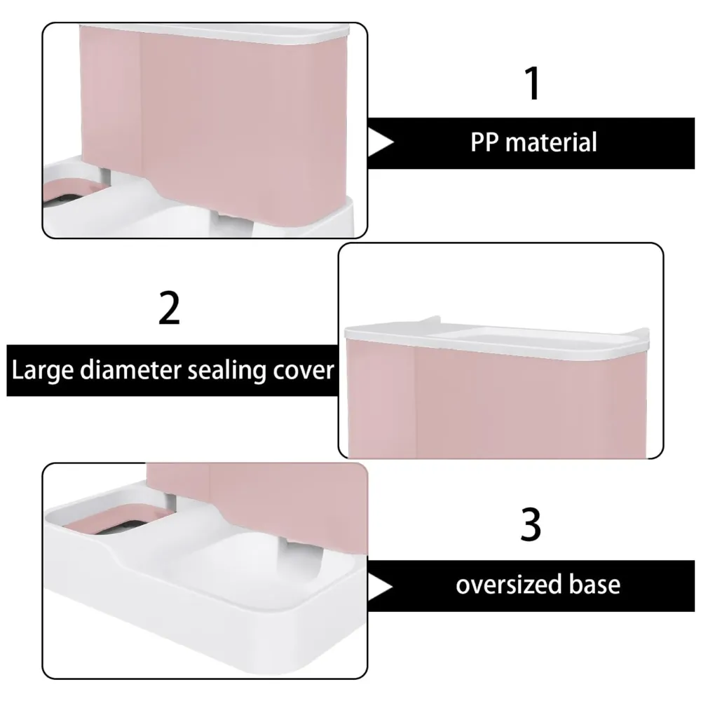 2 in 1 Automatic Water and Food Dispenser for Small Medium Big Dog Pets Puppy Kittens, Gravity Design Pet Auto Feeder 3L Cat Food Dispenser Food Feeder and Auto Dog Water Dispenser 1 L