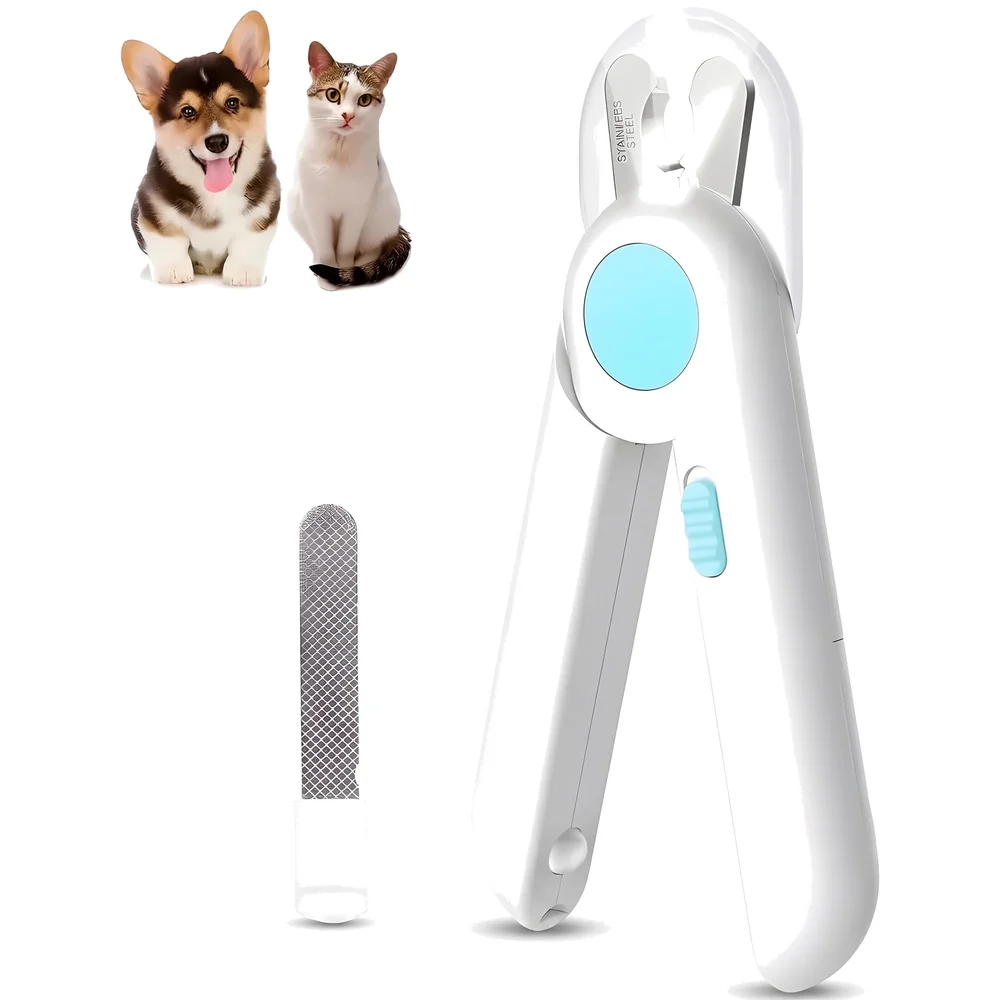 Pets Nail Trimmer, Dog and Cat Nail Cutter Clipper LED Lights for Pets Nail Grinder Filer Grooming Pet