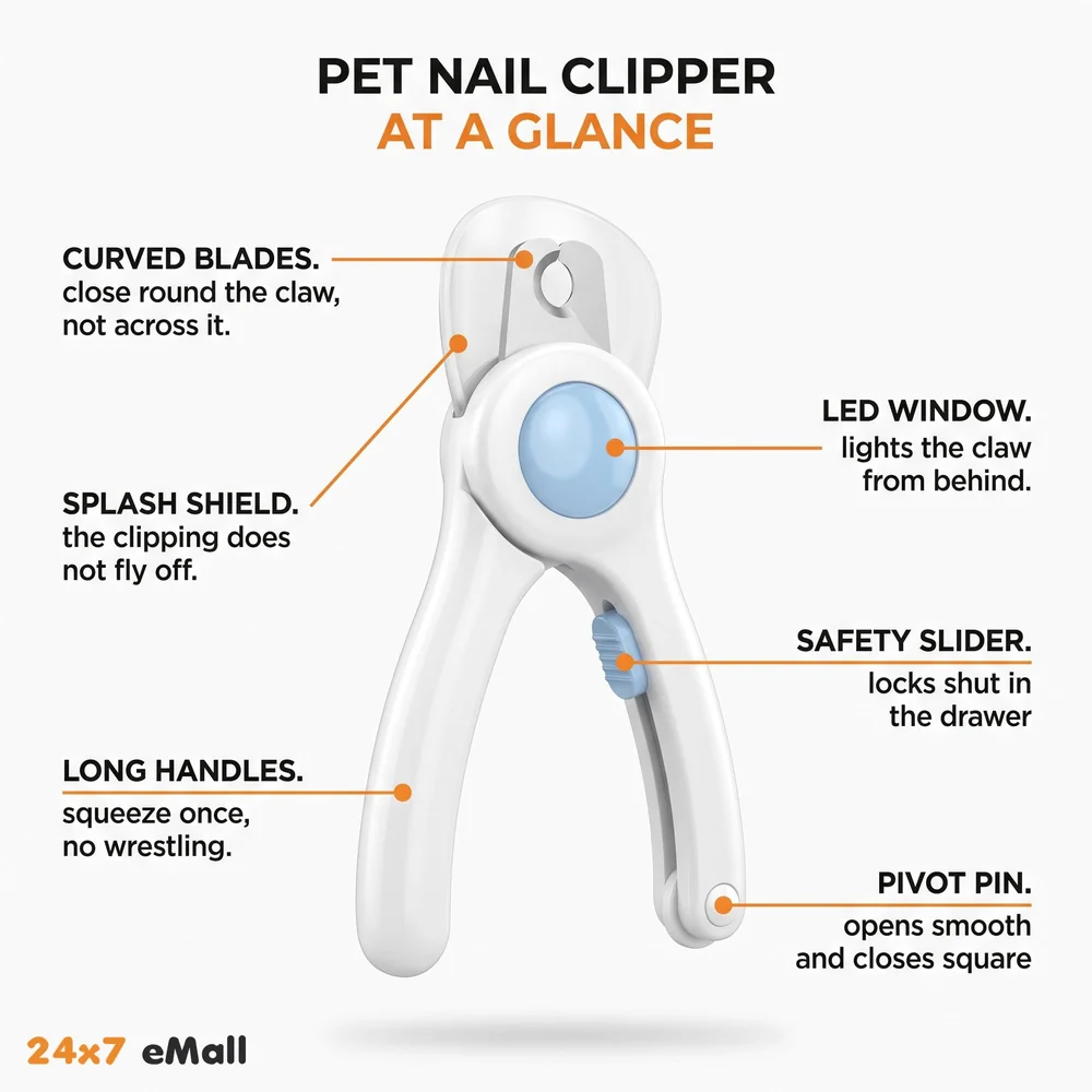 Pets Nail Trimmer, Dog and Cat Nail Cutter Clipper LED Lights for Pets Nail Grinder Filer Grooming Pet