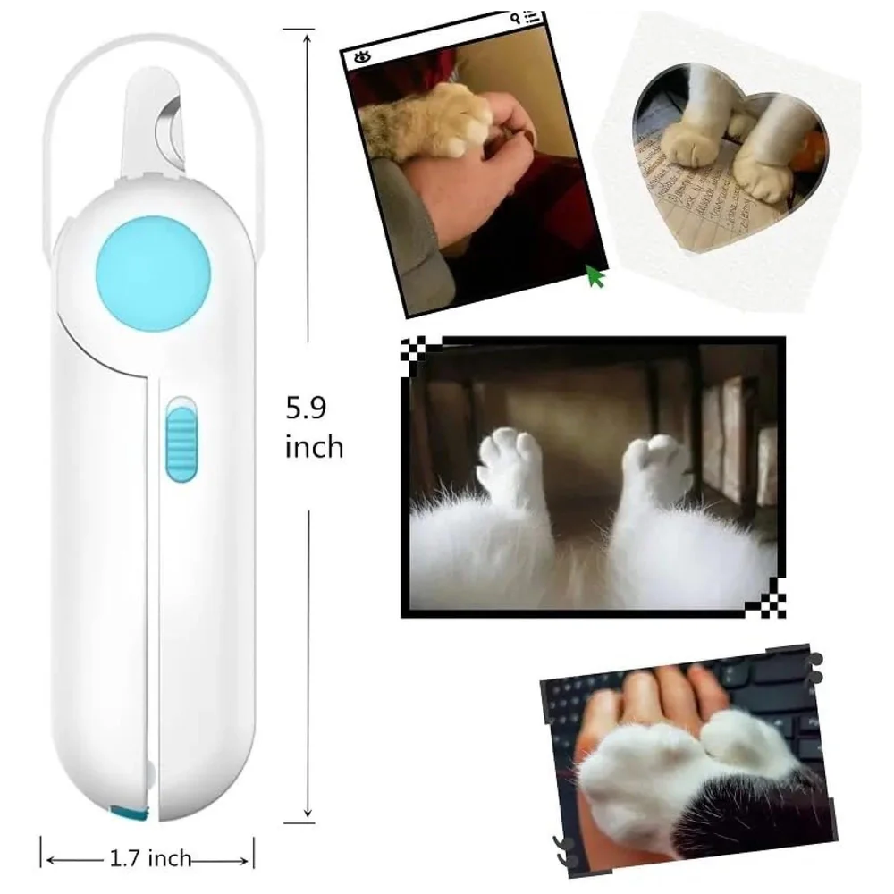 Pets Nail Trimmer, Dog and Cat Nail Cutter Clipper LED Lights for Pets Nail Grinder Filer Grooming Pet