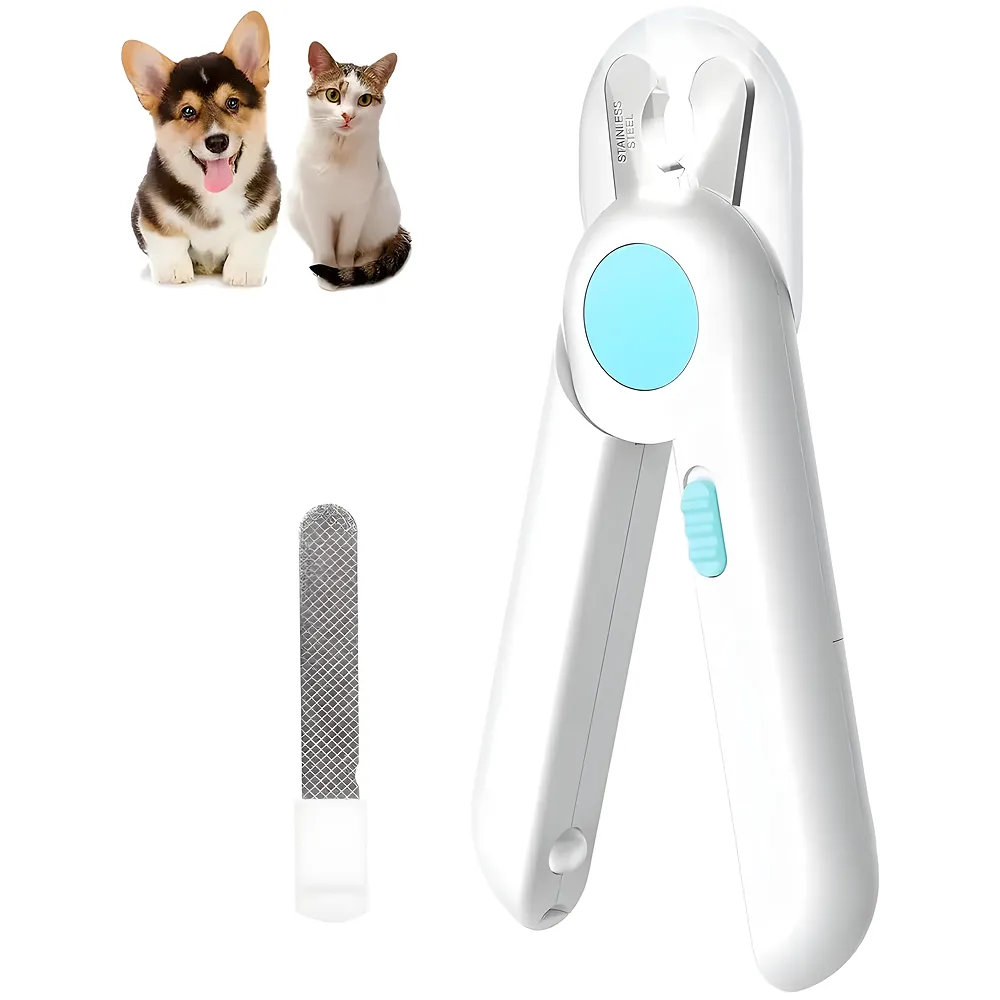 Pets Nail Trimmer, Dog and Cat Nail Cutter Clipper LED Lights for Pets Nail Grinder Filer Grooming Pet for All Breeds - Premium