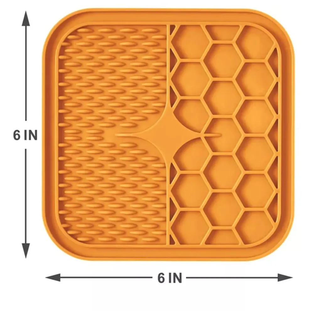 Pet Lick Mat Licking Pad Mats for Dog Cat, Food-Grade Silicone, Dog Food Mat with Suction Cup, Slow Feeding Mat Orange - (Lick mat pet Orange)