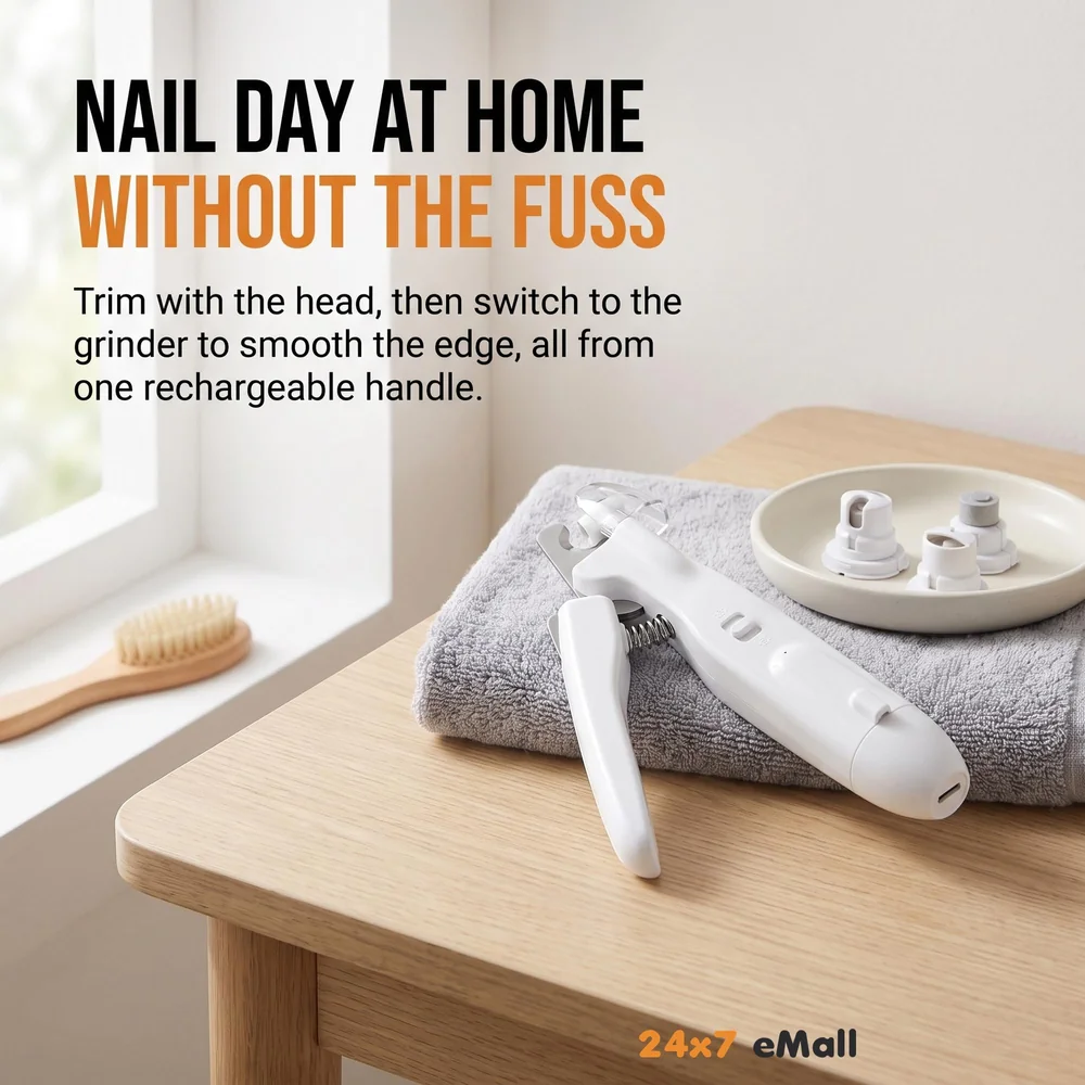 Pet Nail Grinder Automatic Pet Grooming Kit 2-in-1 and LED-Illuminated Dog Nail Clippers Low Noise Rechargeable Trimmer for Small, Medium, and Big Dogs and Cats