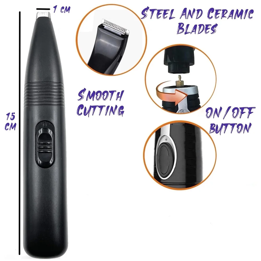 Pet Paw Shaver Trimmer Fine Hair Inside Paws Precise Cut Black