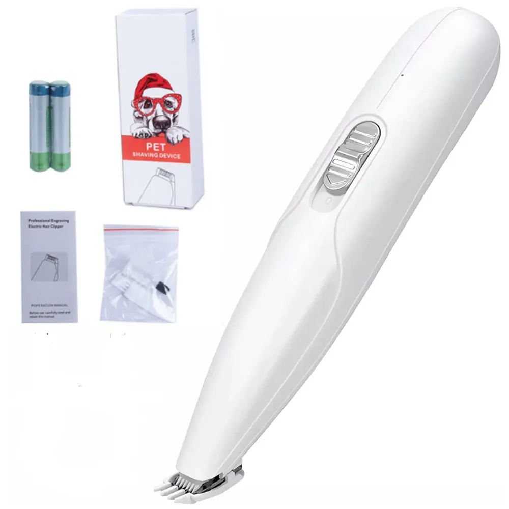 Unisex White Pet Paw Hair Trimmers, Cordless Cat and Small Dogs Clipper, Low Noise Electric Pet Trimmer, Dog Grooming Clippers for Trimming The Hair Around Paws, Eyes, Ears, Face White