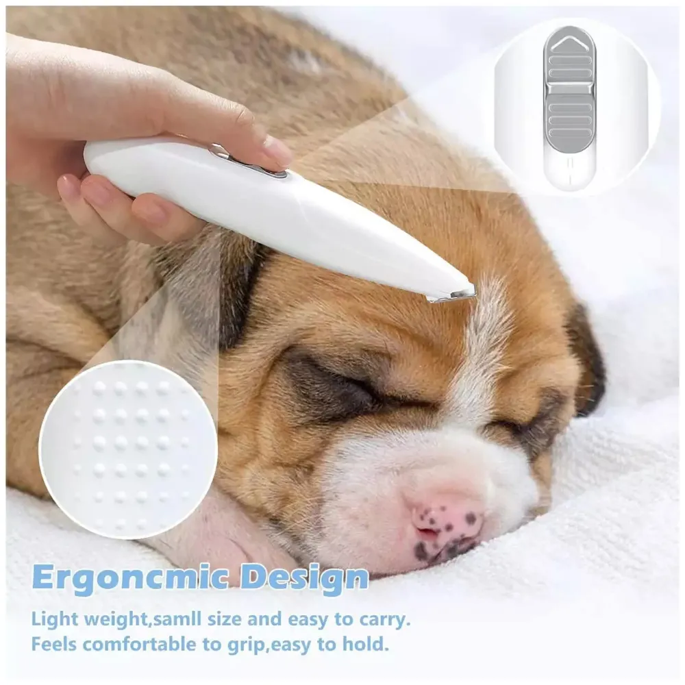 Unisex White Pet Paw Hair Trimmers, Cordless Cat and Small Dogs Clipper, Low Noise Electric Pet Trimmer, Dog Grooming Clippers for Trimming The Hair Around Paws, Eyes, Ears, Face White