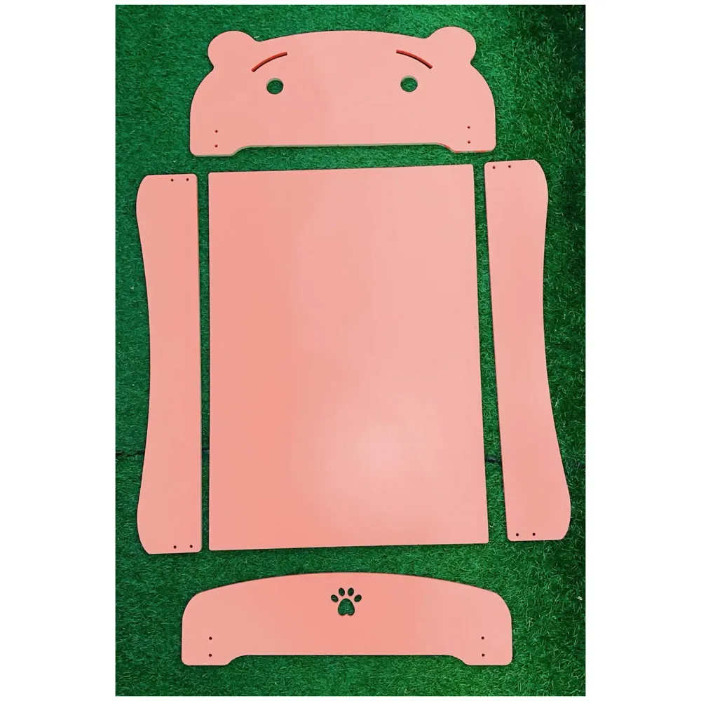 Pet Bed, Wooden Structure with Removable and Washable Mattress (Pink)