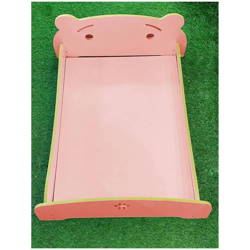 Pet Bed, Wooden Structure with Removable and Washable Mattress (Pink)