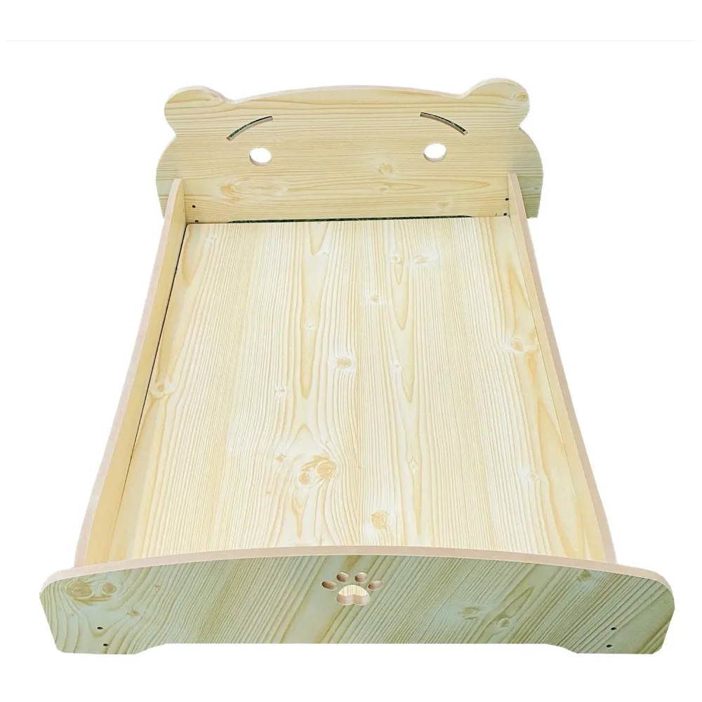 Pet Bed, Wooden Structure with Removable and Washable Mattress (Wood)