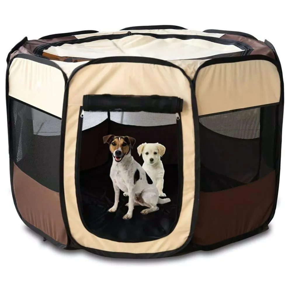 Pet Playpen Tent Kennel and Carrying Case Collapsible and Outdoor Use with Water Resistant Shade Cover for Dog and Cat Portable Puppy Playpen 91 x 55 cm (Random Colour)(36 x 22 Inch)