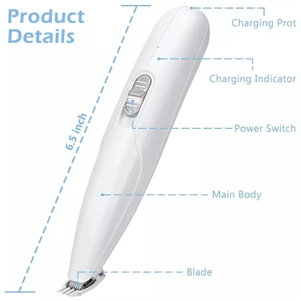 Pet Paw Hair Trimmer Cordless Cat and Small Dogs Clipper, Low Noise Electric Pet Trimmer, Dog Grooming Clippers for Trimming The Hair Around Paws, Eyes, Ears, Face