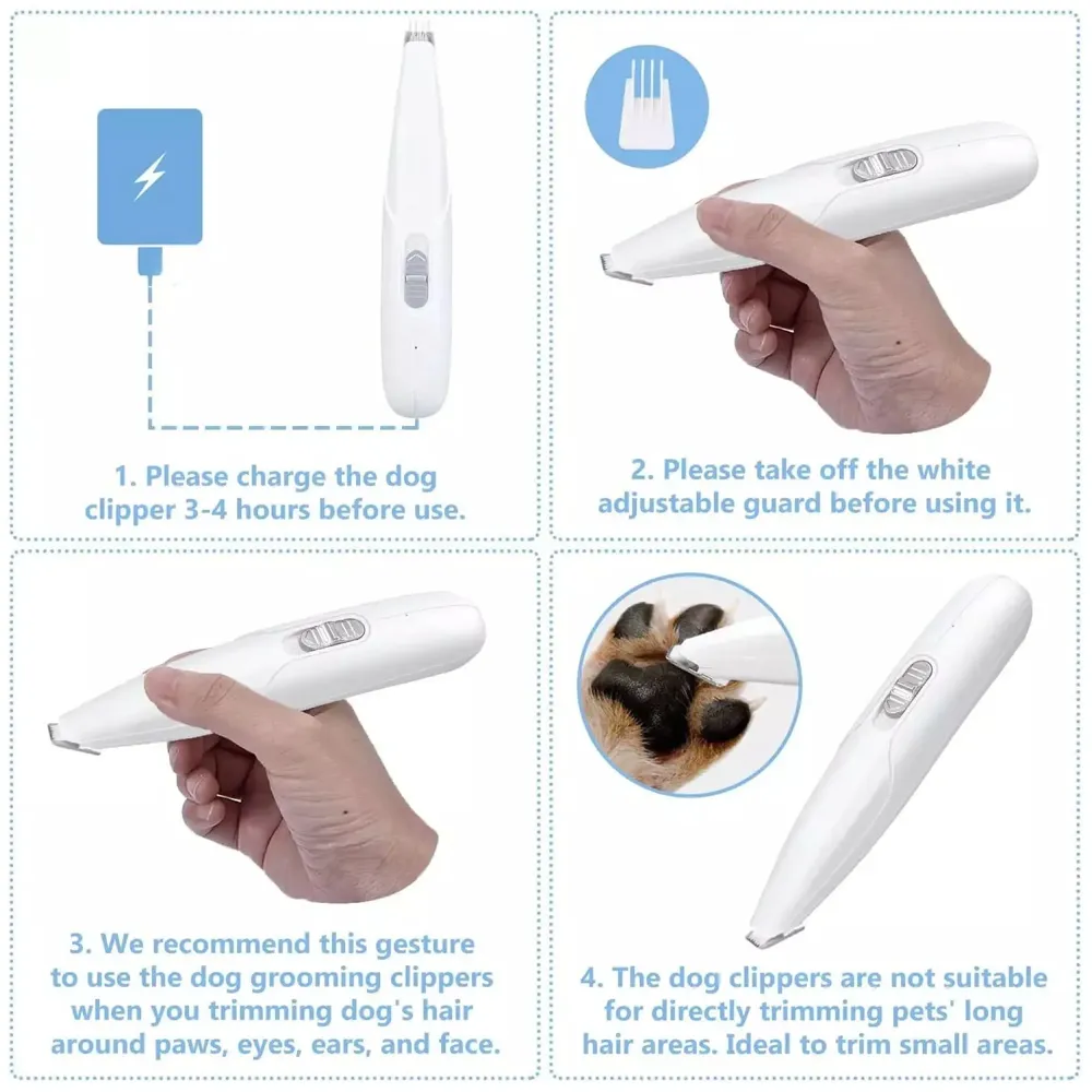 Pet Paw Hair Trimmer Cordless Cat and Small Dogs Clipper, Low Noise Electric Pet Trimmer, Dog Grooming Clippers for Trimming The Hair Around Paws, Eyes, Ears, Face