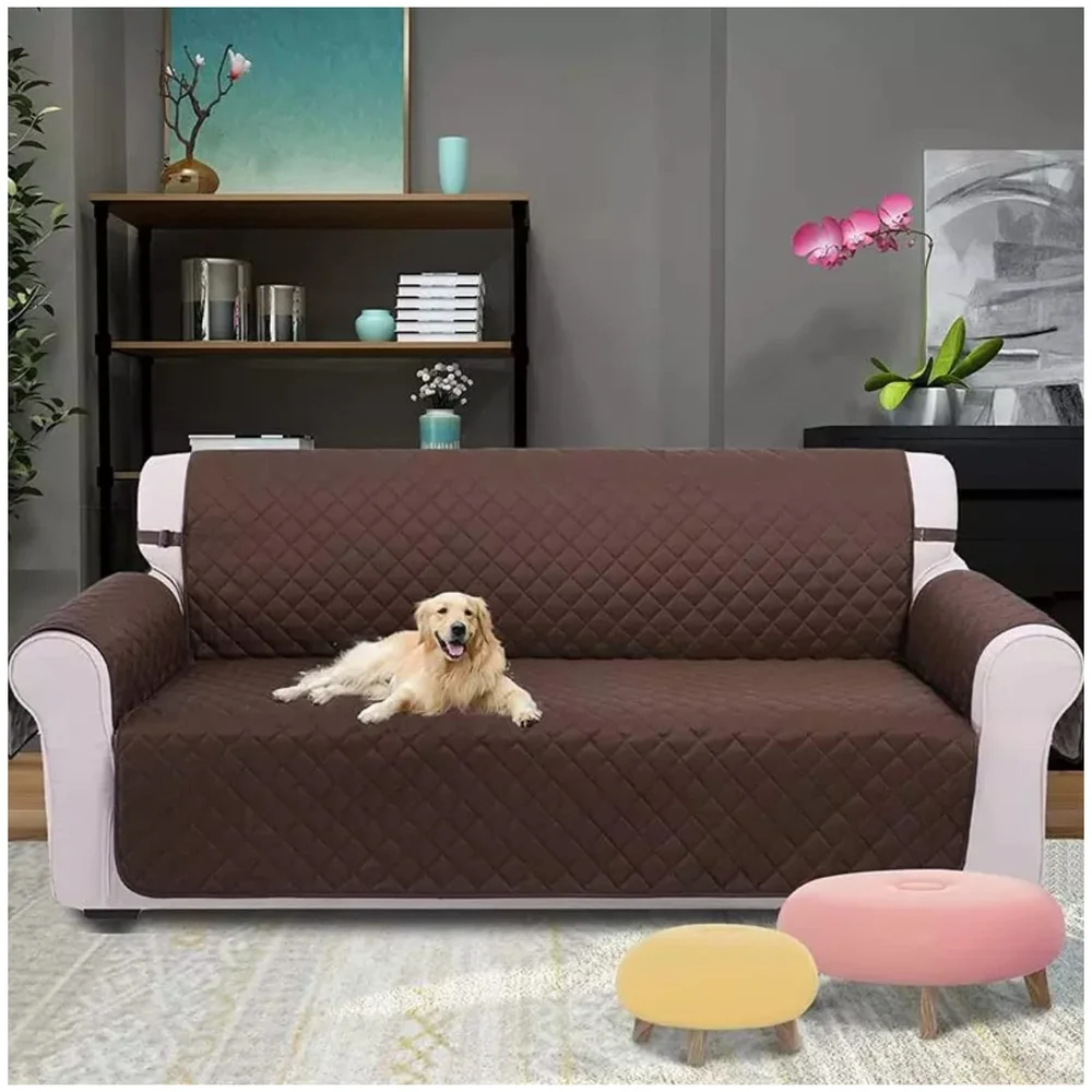 Waterproof Quilted Pet Sofa Cover Anti Slip 180 x 196 cm Brown
