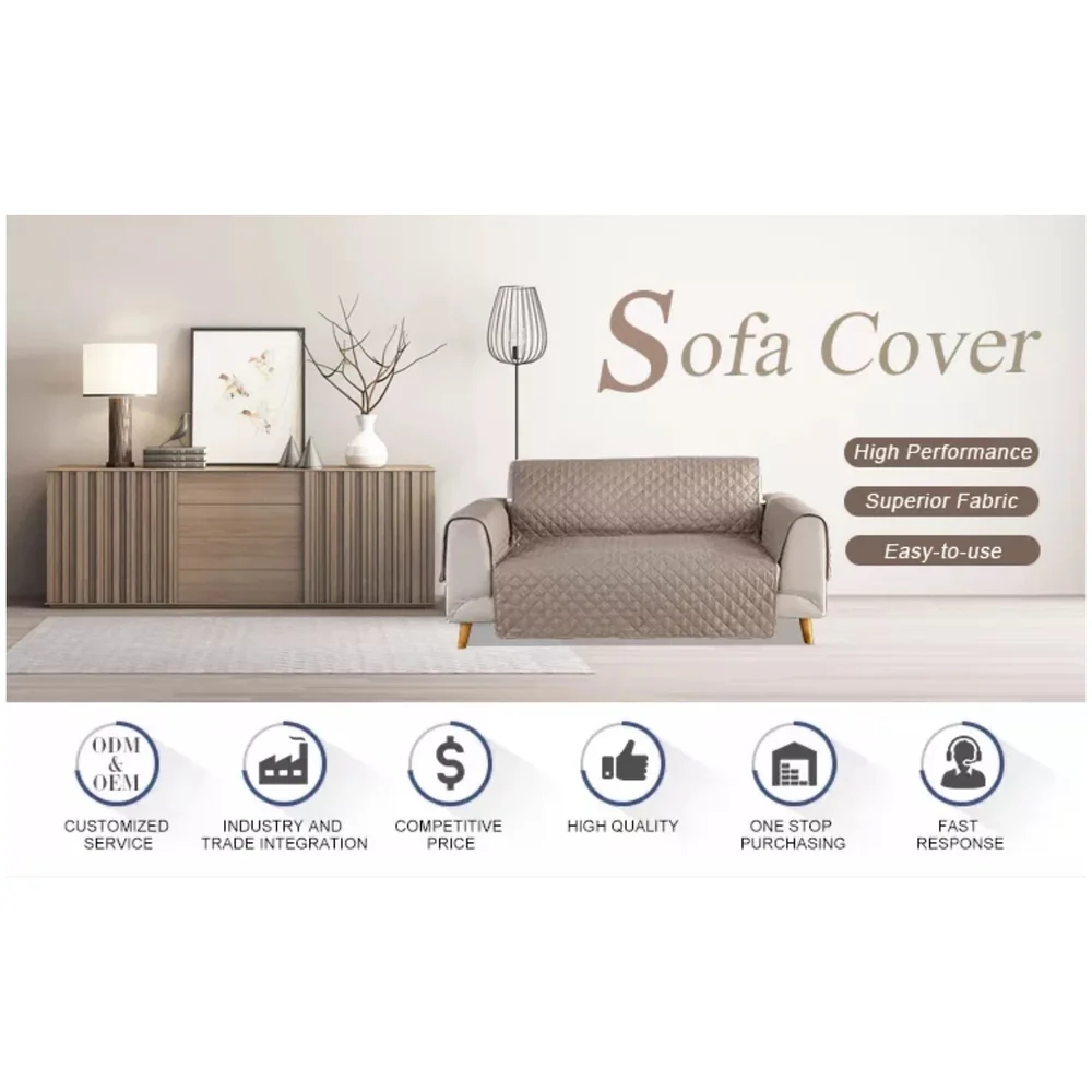 Waterproof Quilted Pet Sofa Cover Anti Slip 180 x 196 cm Brown