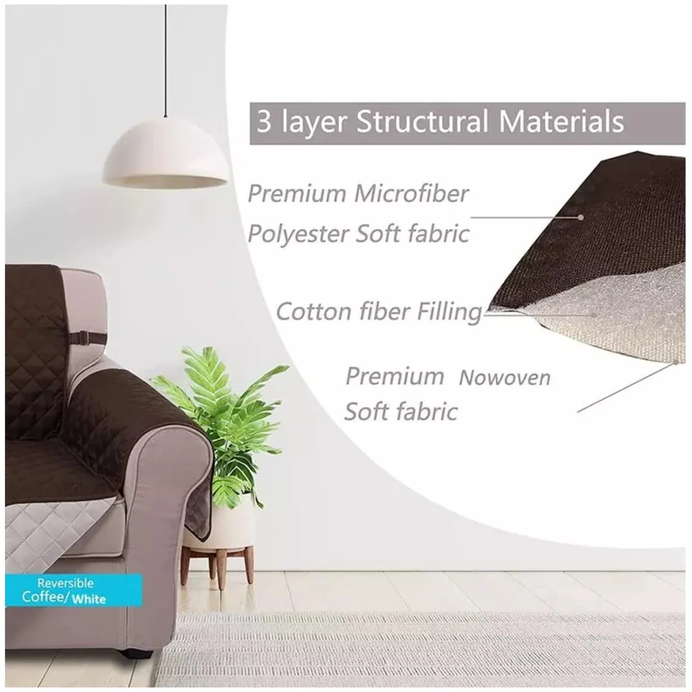 Waterproof Quilted Pet Sofa Cover Anti Slip 180 x 196 cm Brown