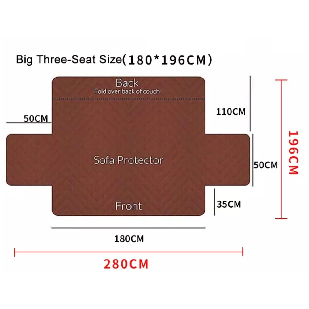 Waterproof Quilted Pet Sofa Cover Anti Slip 180 x 196 cm Brown