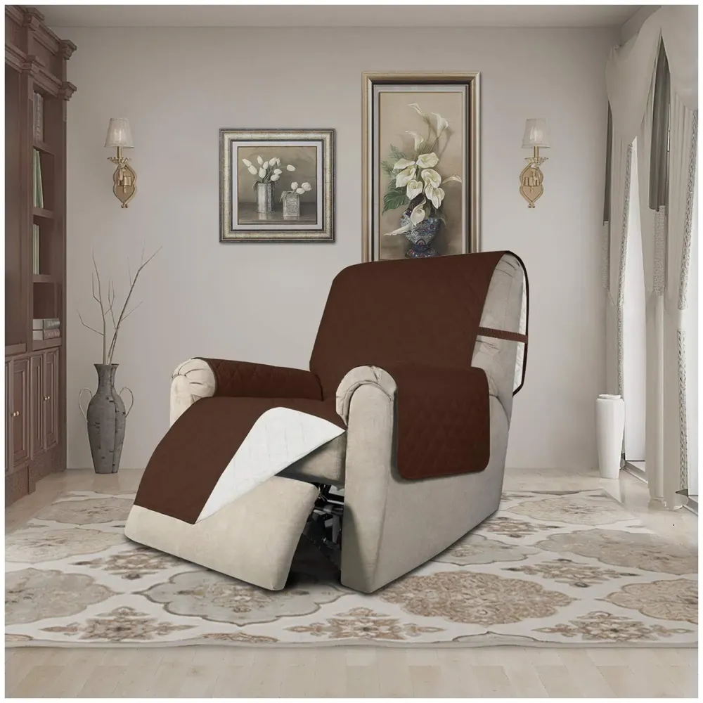 Recliner Sofa Slipcover Reversible Sofa Cover Water Resistant Couch Cover Furniture Protector with Elastic Straps for Pets Kids Children Dog Cat.