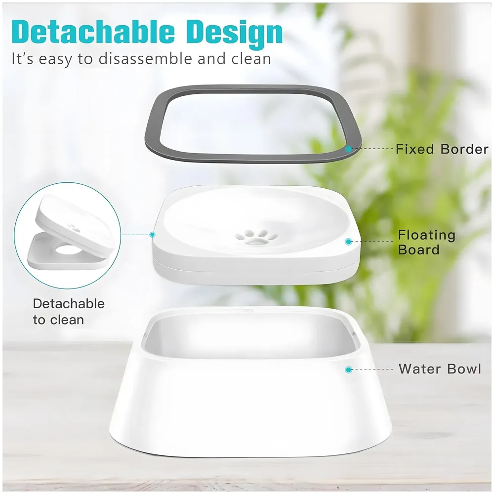 Anti Splash Pet Bowl Dog Water Bowl No Spill Pet Water Bowl No Drip Slow Water Feeder Dog Bowl No-Slip Pet Water Dispenser 1.5L Slow Drinking Bowl for Dogs and Cats No Mess On the Floor