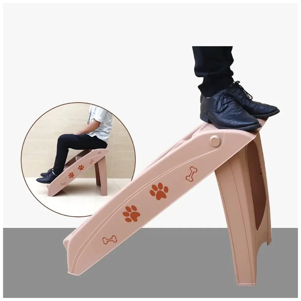 Pet Bed Stairs and Ramp, Vehicle Car Folding Dog Cat Pet Plastic 4 Step Stairs 76 x 38 x 12.5 cm, Brown