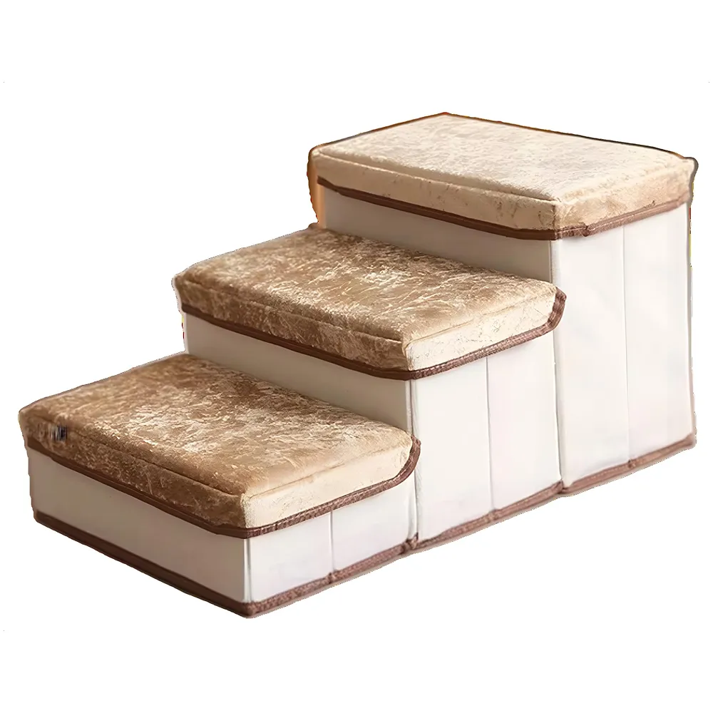 Pet Stairs and Ramp Soft Fabric 3 Step 59 x 30 x 35 cm Storage