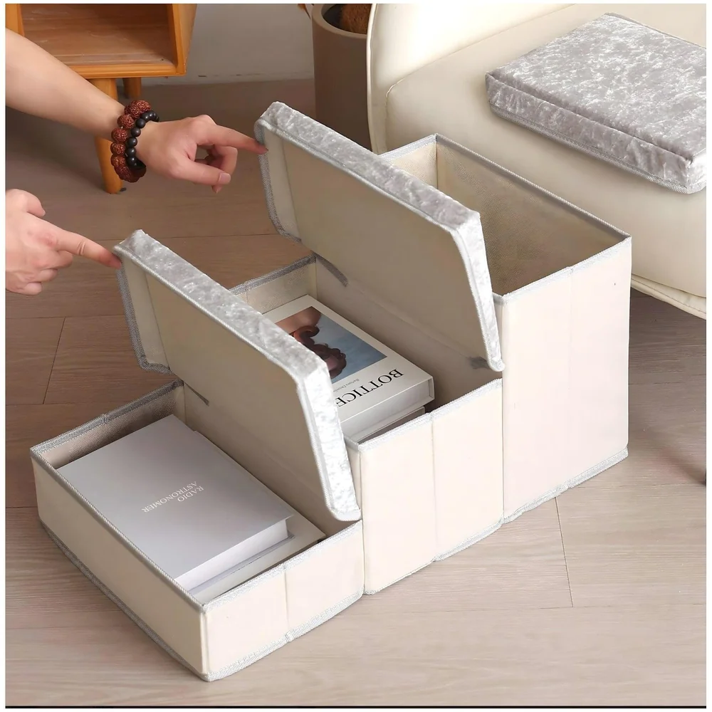 Pet Stairs and Ramp Soft Fabric 3 Step 59 x 30 x 35 cm Storage