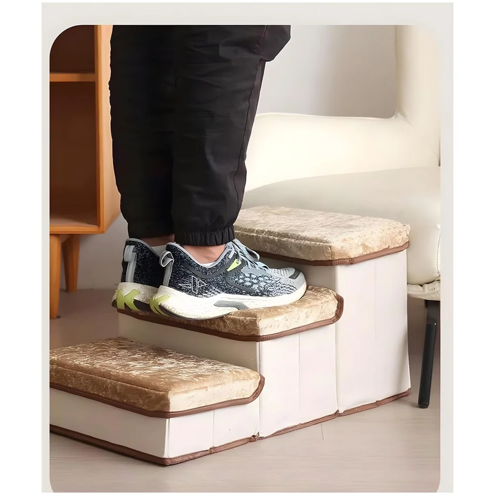 Pet Stairs and Ramp Soft Fabric 3 Step 59 x 30 x 35 cm Storage